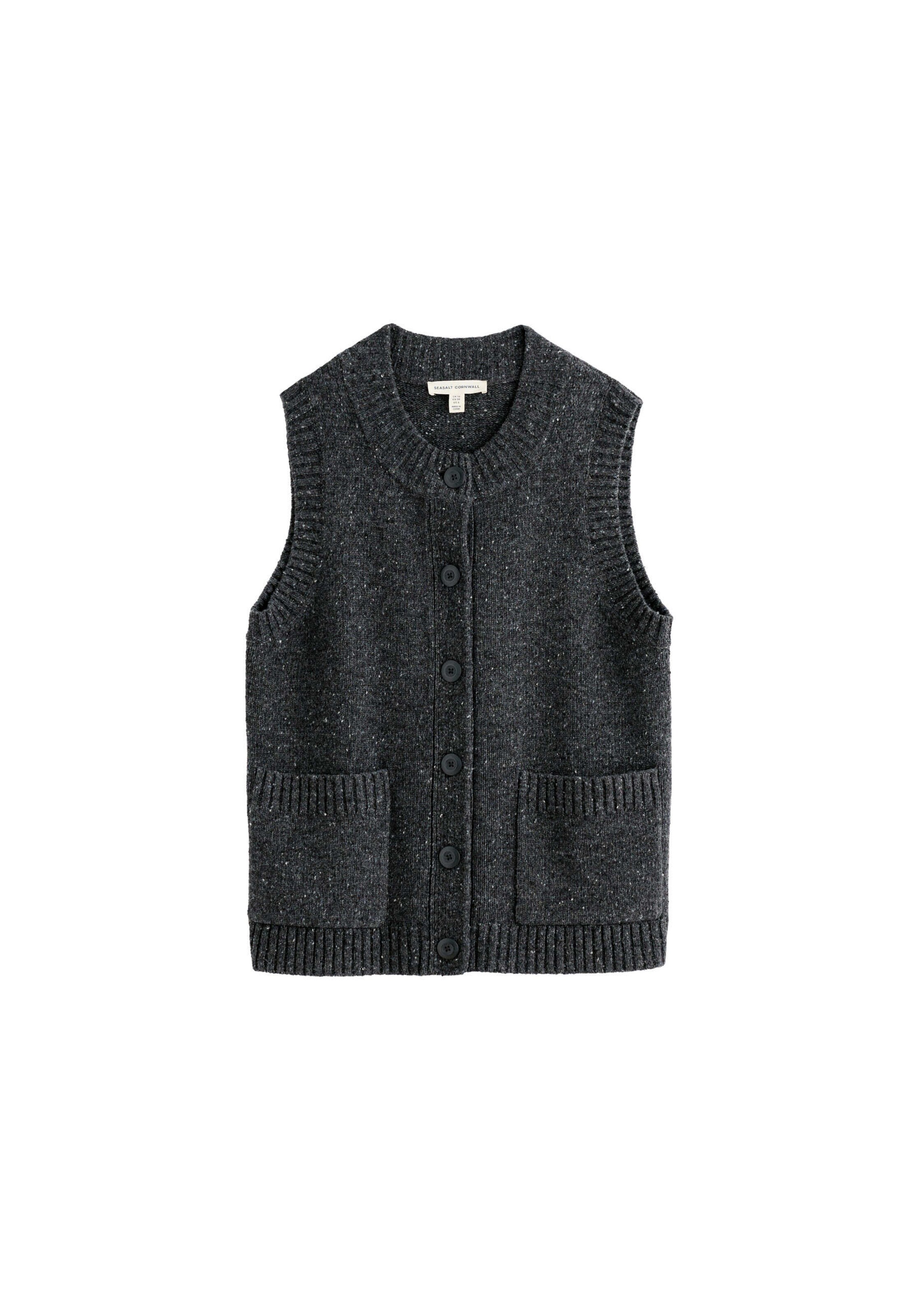 Gilet in maglia ' Harbour Sands ' di Seasalt Cornwall in grigio: frontale