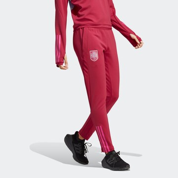 ADIDAS PERFORMANCE Tapered Workout Pants 'Spanien 2023' in Red: front