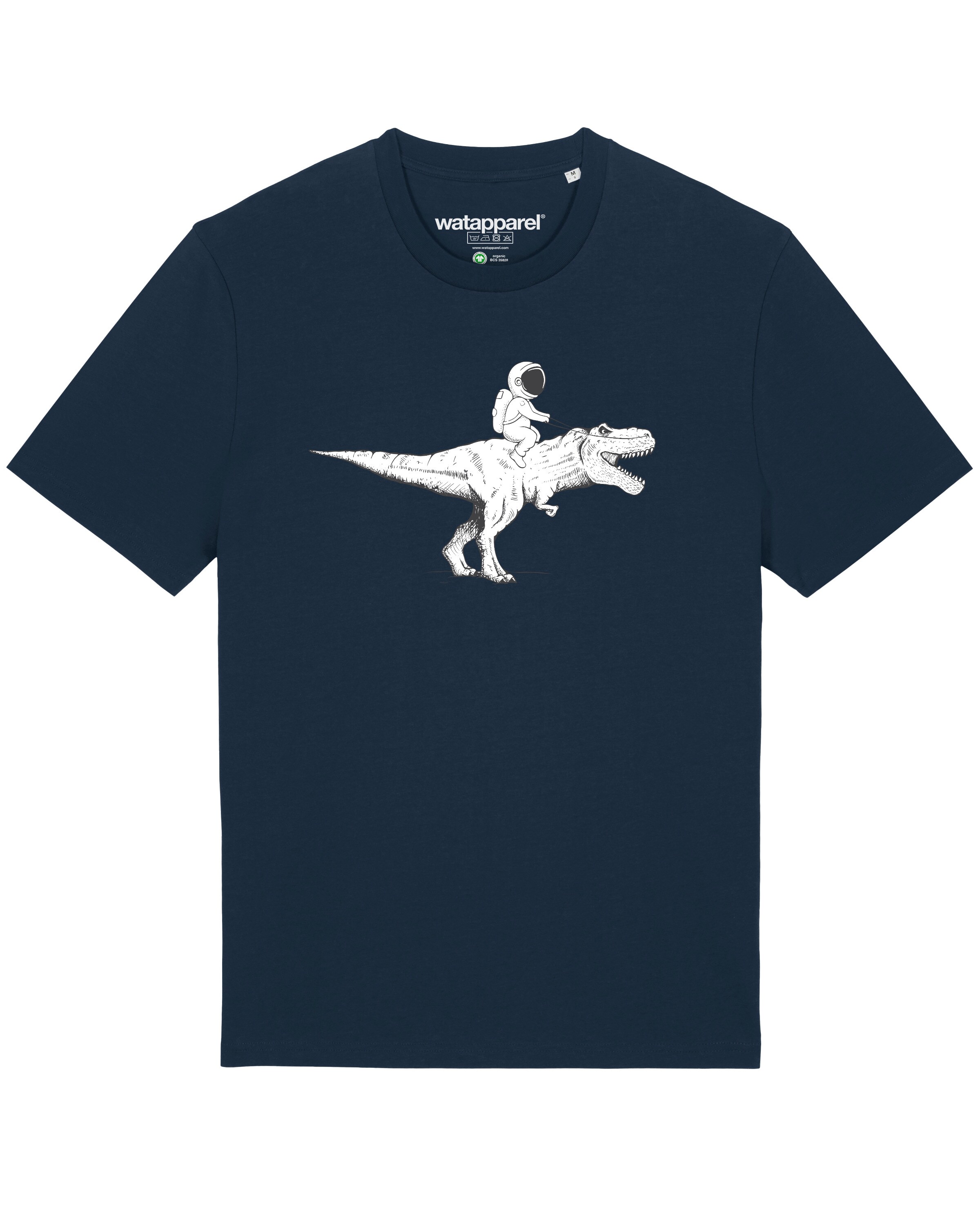 Watapparel Shirt ' Astronaut on T-Rex ' in Blauw: voorkant