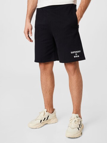 Superdry Regular Workout Pants in Black: front