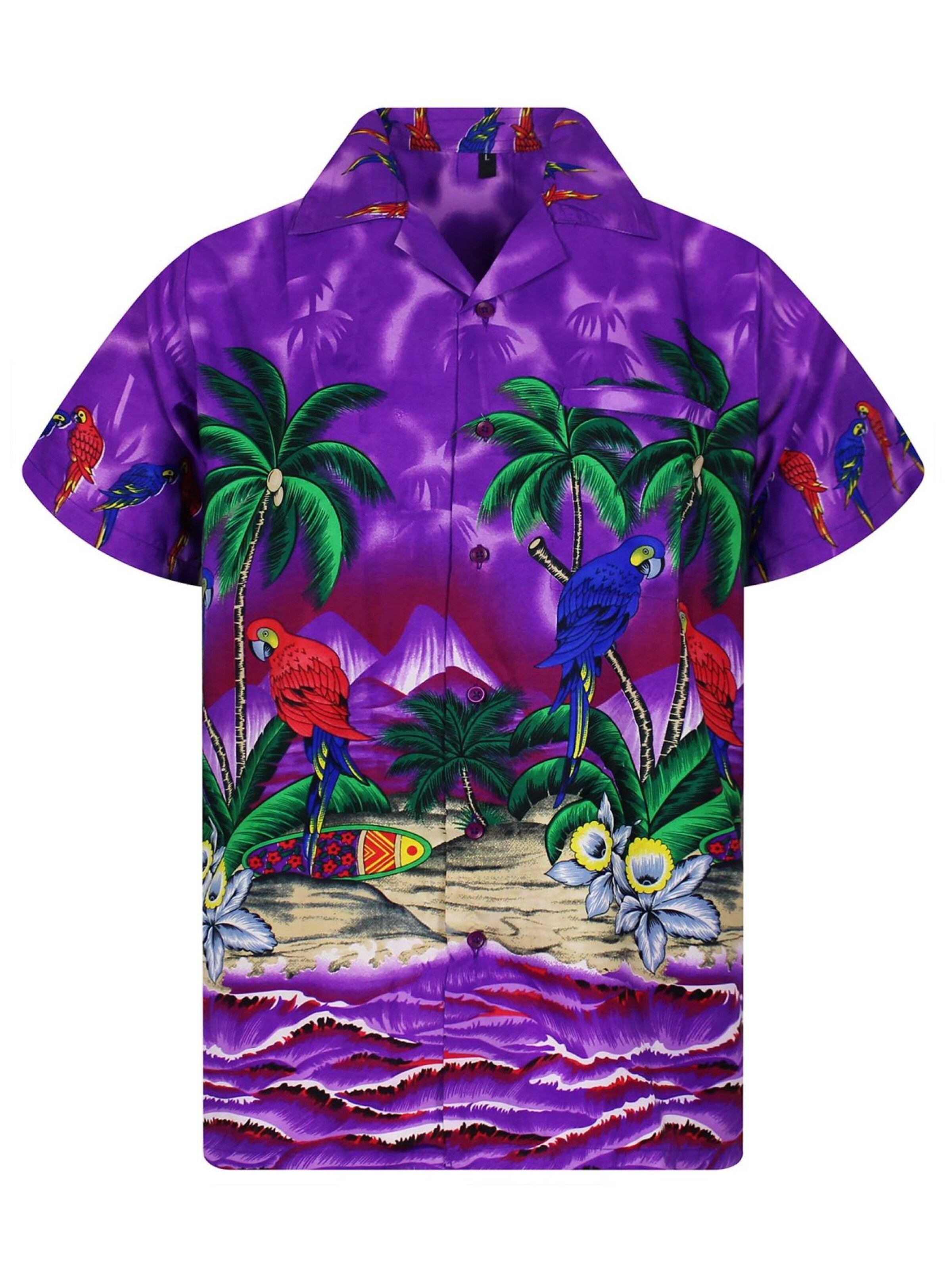 King Kameha Shirt 'Parrot'‌‌‌‌‌‌ in Lila: Vorderseite