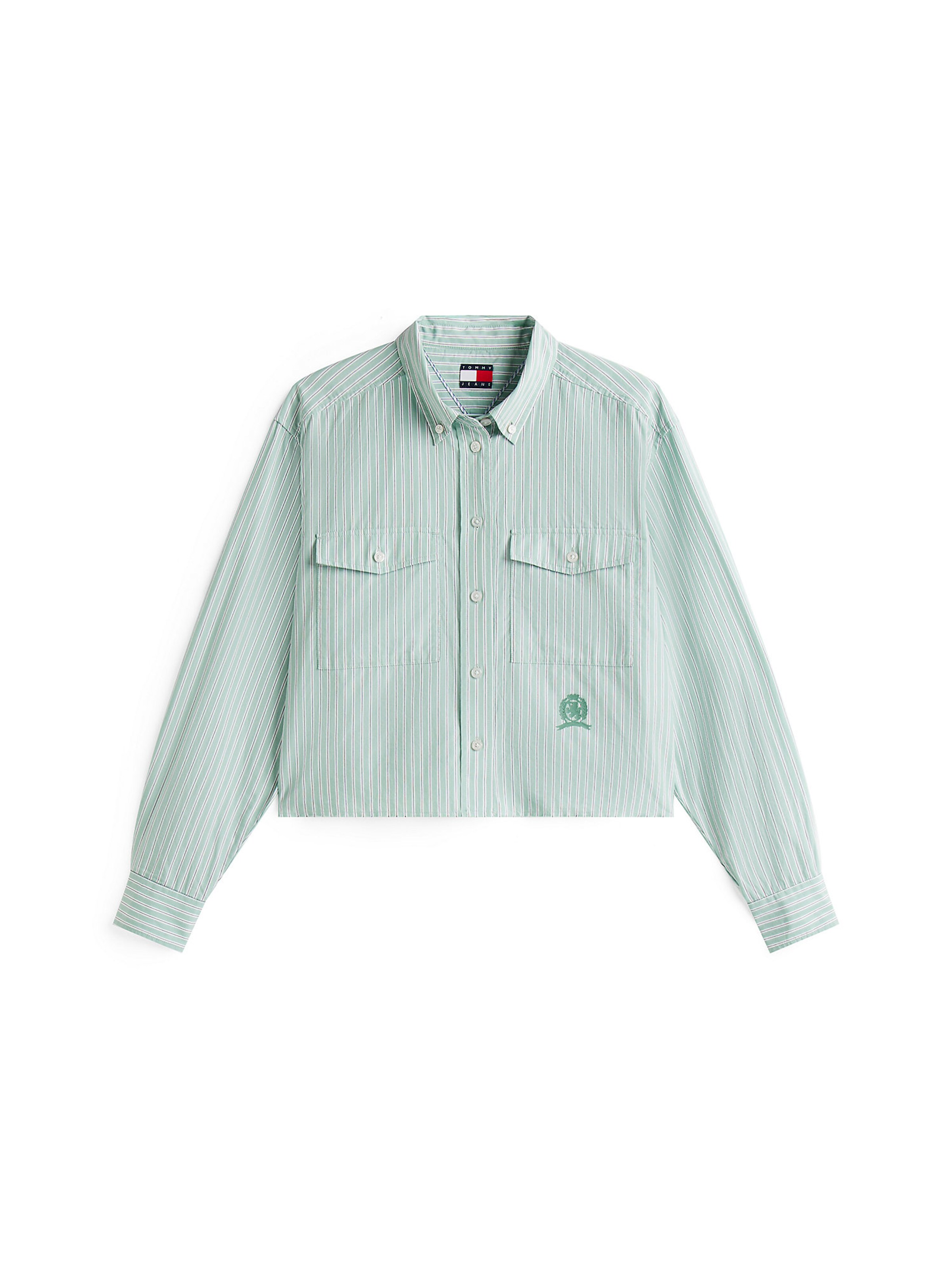 Tommy Jeans Bluse in dunkelgrau / pastellgrün / weiß, Produktansicht