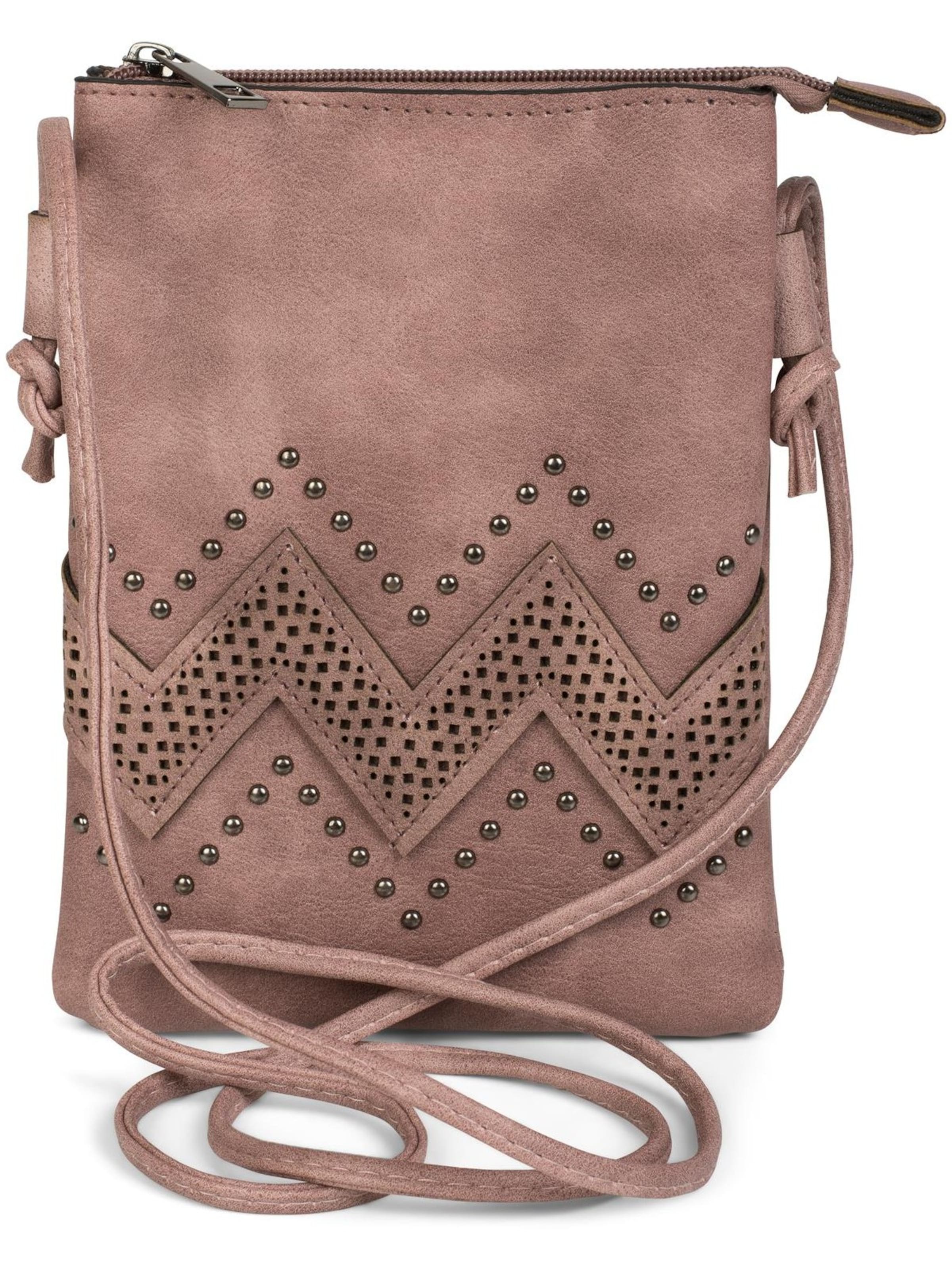 styleBREAKER Umhängetasche 'Mini Umhängetasche ZickZack Cutout Nieten'‌‌‌‌‌‌‌‌‌‌ in Pink: Vorderseite