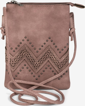 styleBREAKER Umhängetasche 'Mini Umhängetasche ZickZack Cutout Nieten' in Pink: Vorderseite