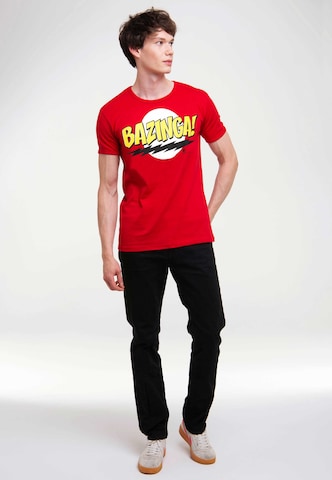 LOGOSHIRT Shirt 'Big Bang Theory | Bazinga' in Red