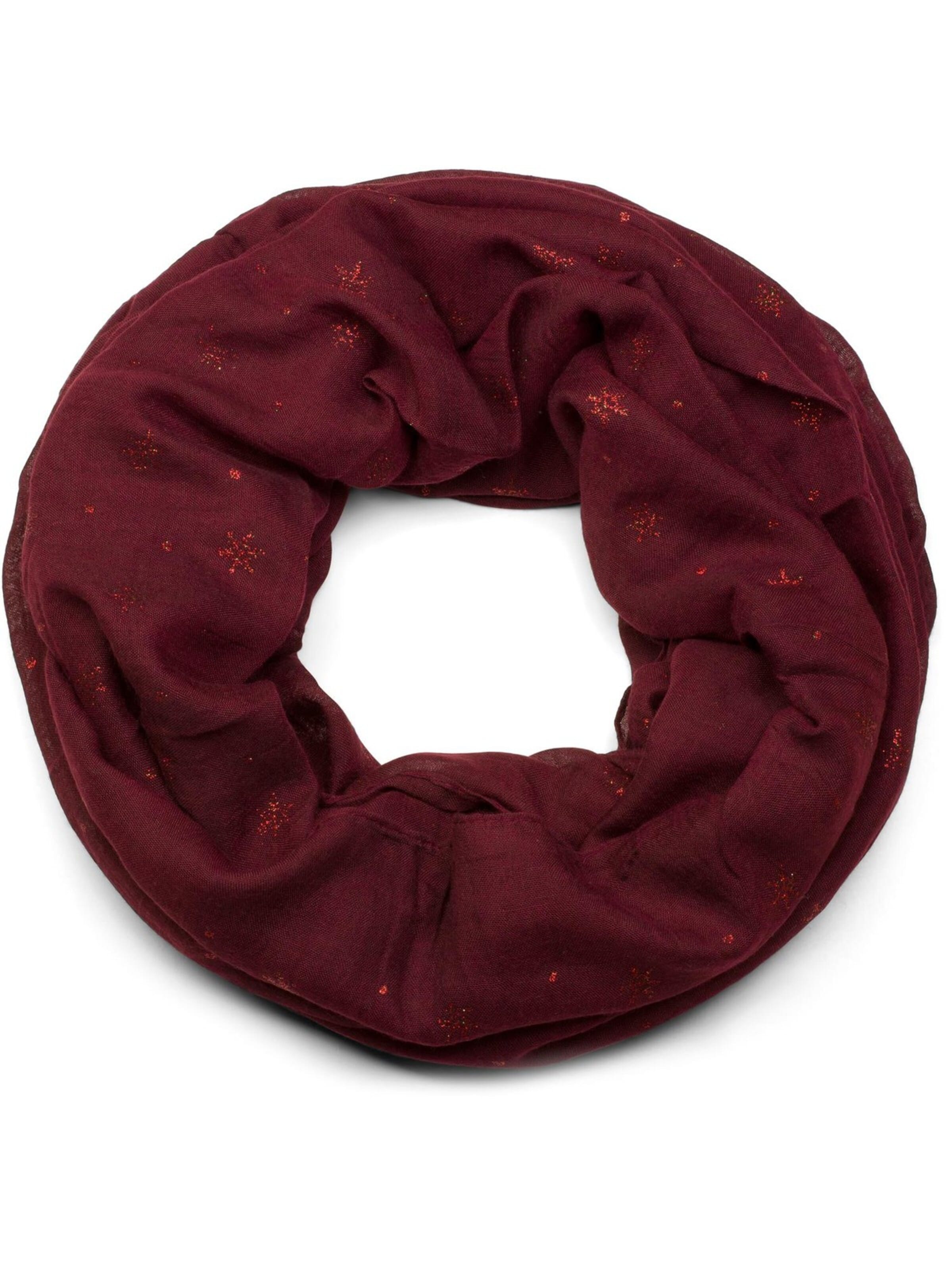 styleBREAKER Schlauchschal 'Loop mit glitzerndem Schneeflocken Print'‌‌‌‌‌‌‌‌‌ in Rot: Vorderseite