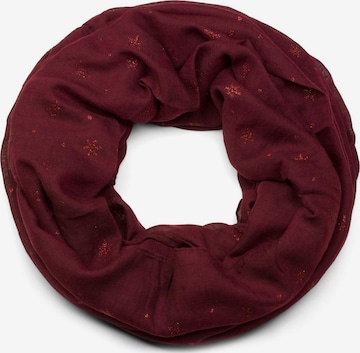 styleBREAKER Schlauchschal 'Loop mit glitzerndem Schneeflocken Print' in Rot: Vorderseite