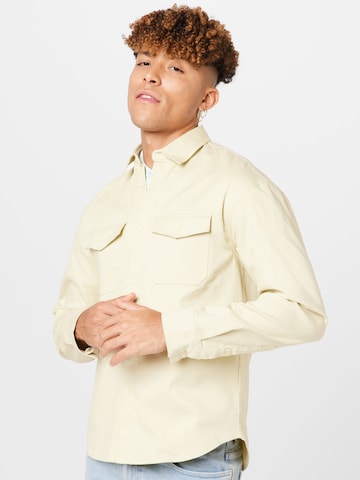 ABOUT YOU x Alvaro Soler Regular fit Button Up Shirt 'Gino' in Beige: front