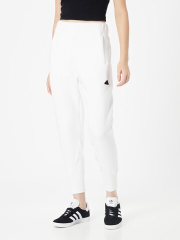 Effilé Pantalon de sport 'Z.N.E.' ADIDAS SPORTSWEAR en blanc : devant