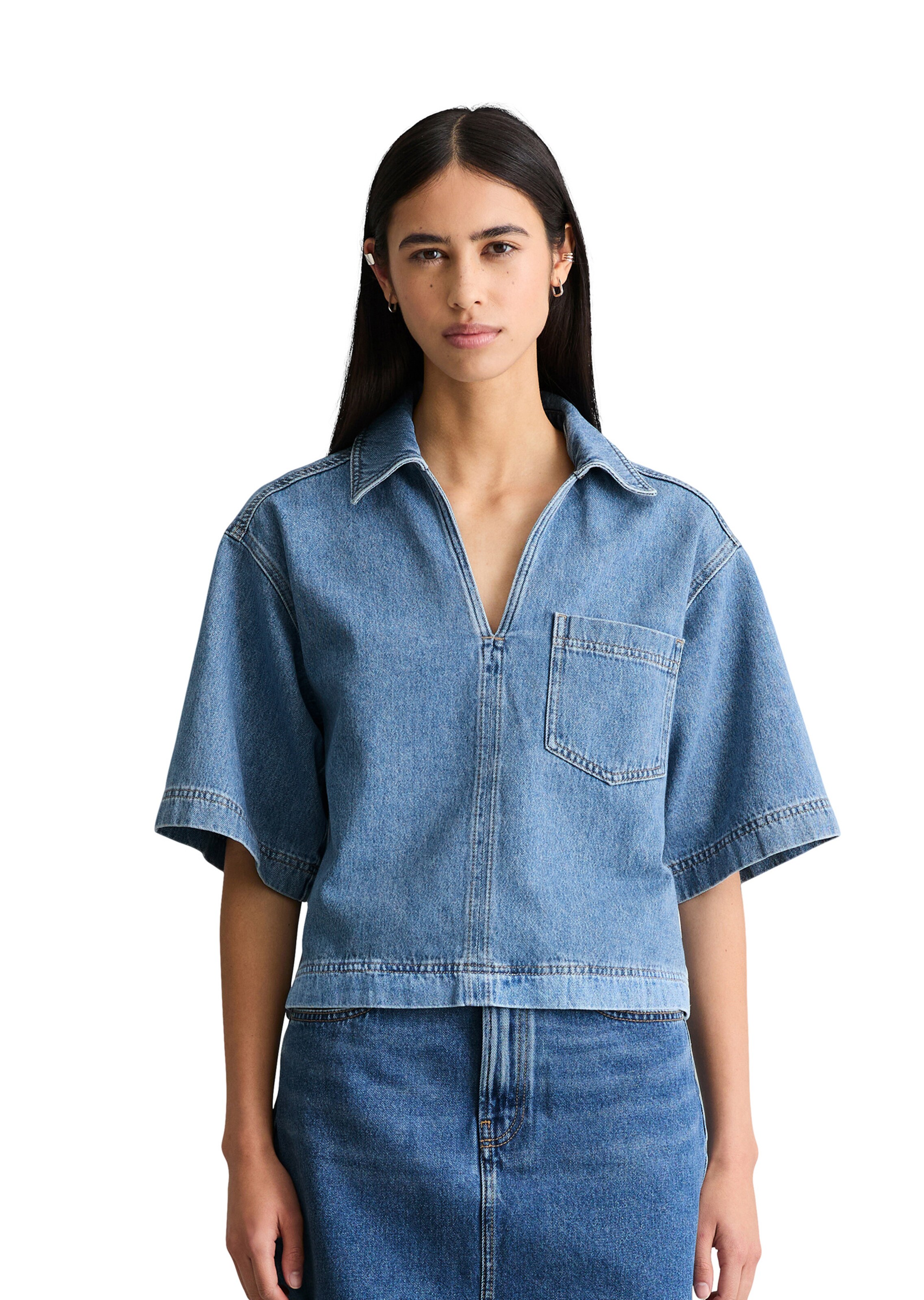 Marc O'Polo DENIM Bluse in Blau: Vorderseite