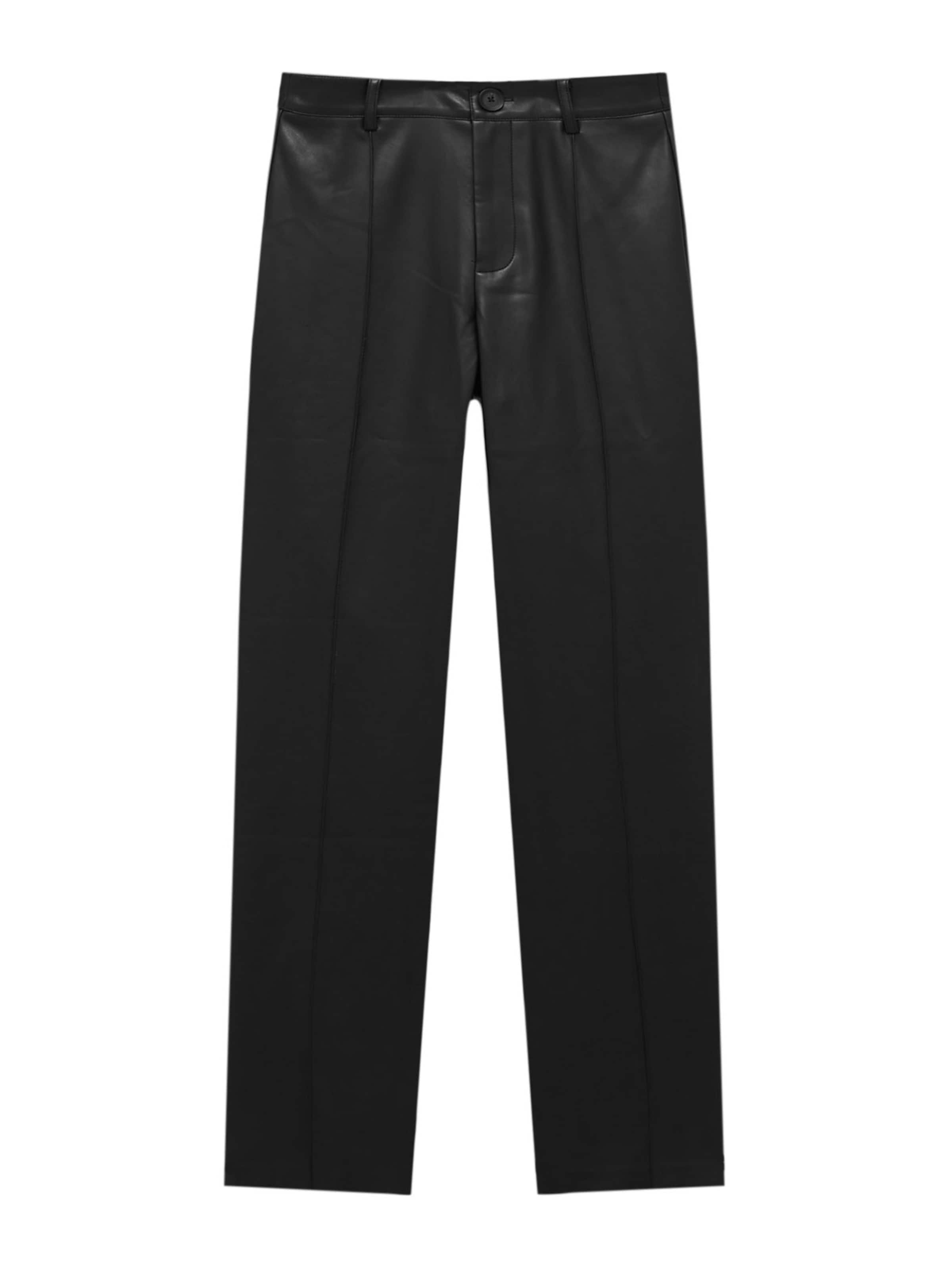 Pull&Bear Boot cut Trousers with creases in Black: front