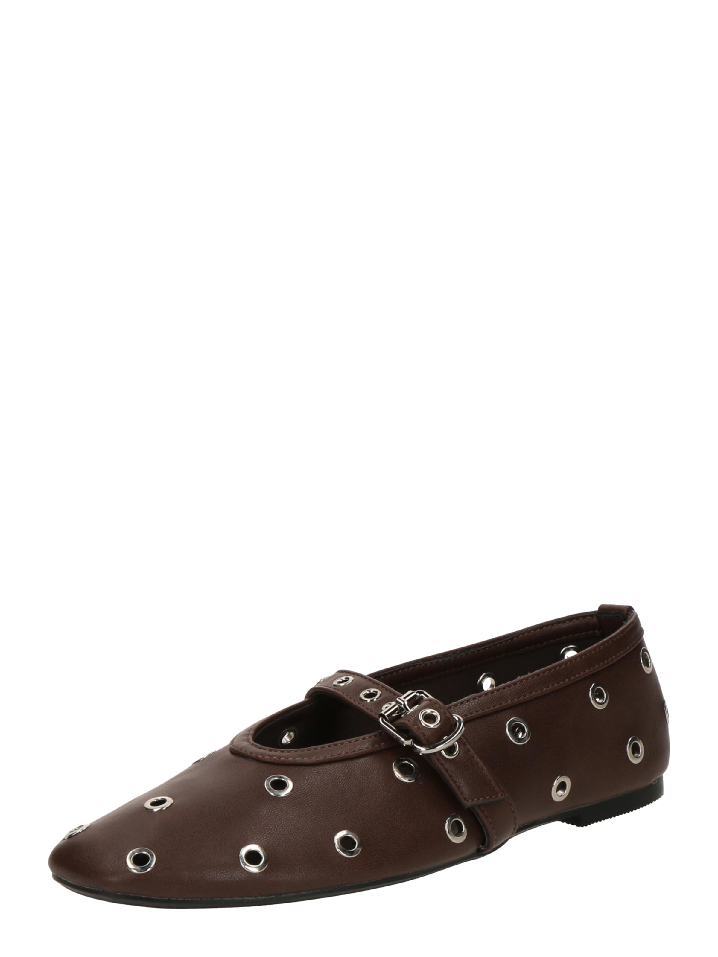 GLAMOROUS Baleríny s řemínky – hnědá: přední strana