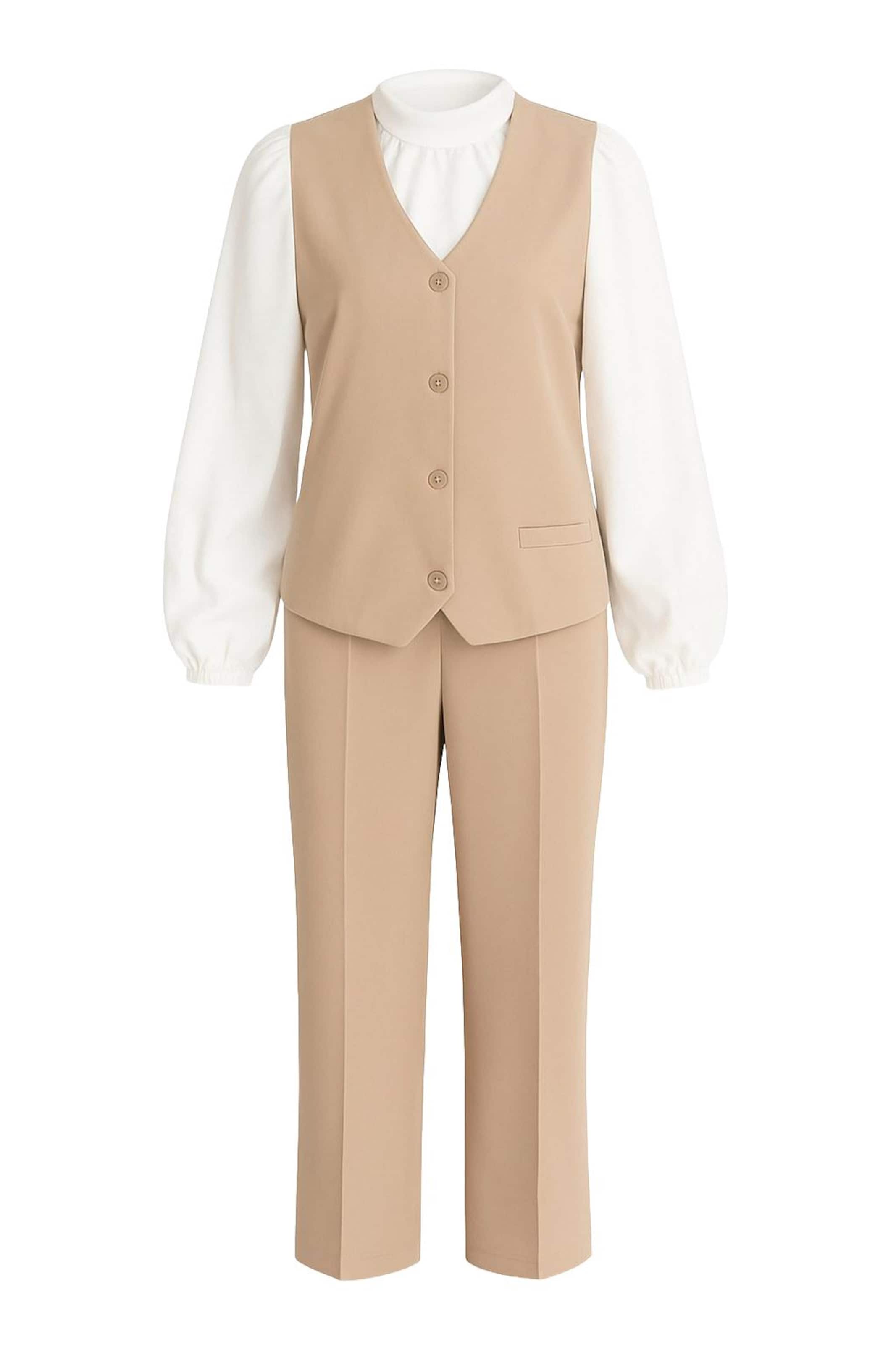 MODAMIHRAM Broekpak in Beige: voorkant