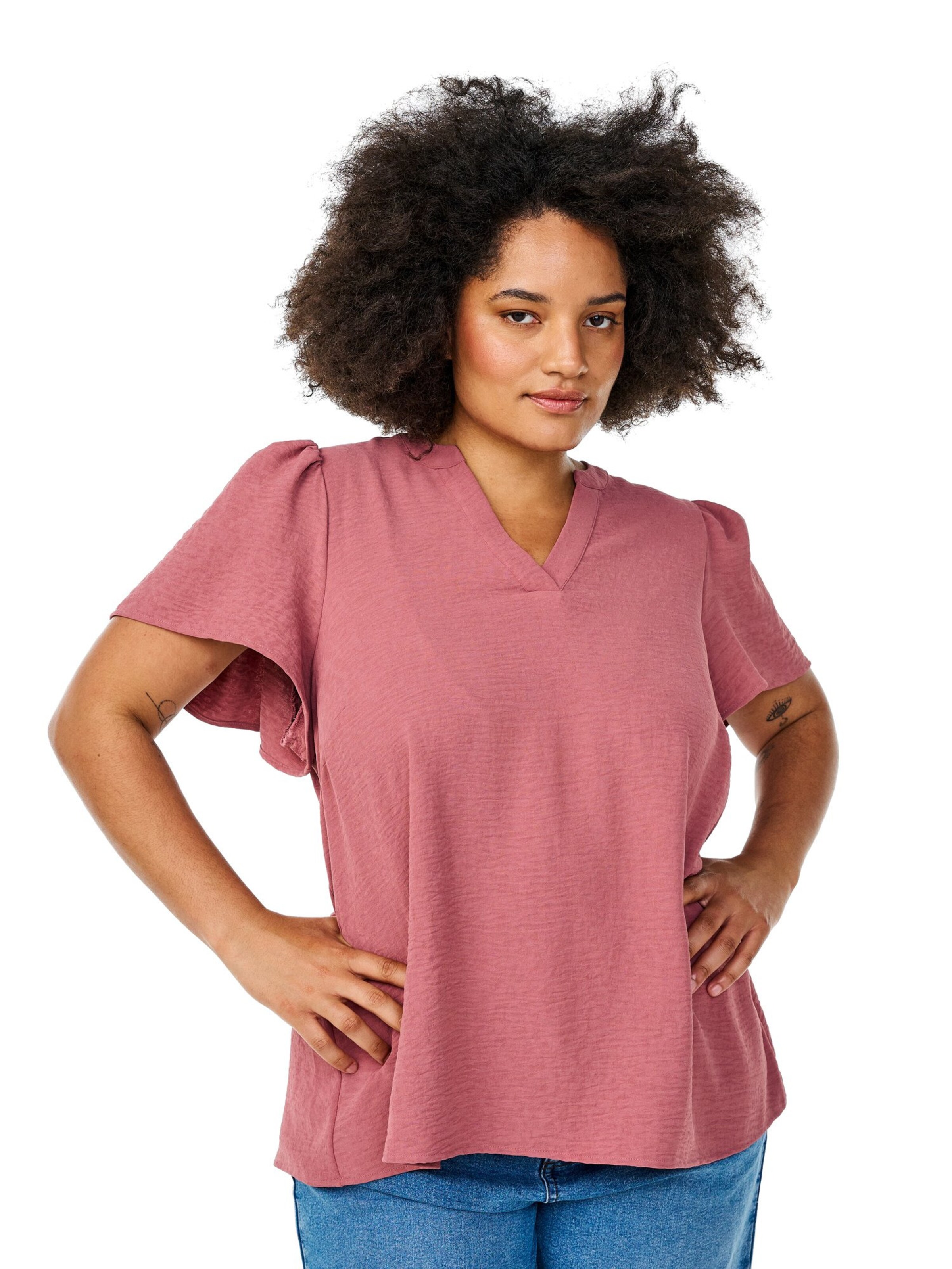 Zizzi Bluse 'CALEMINA' in Pink: Vorderseite