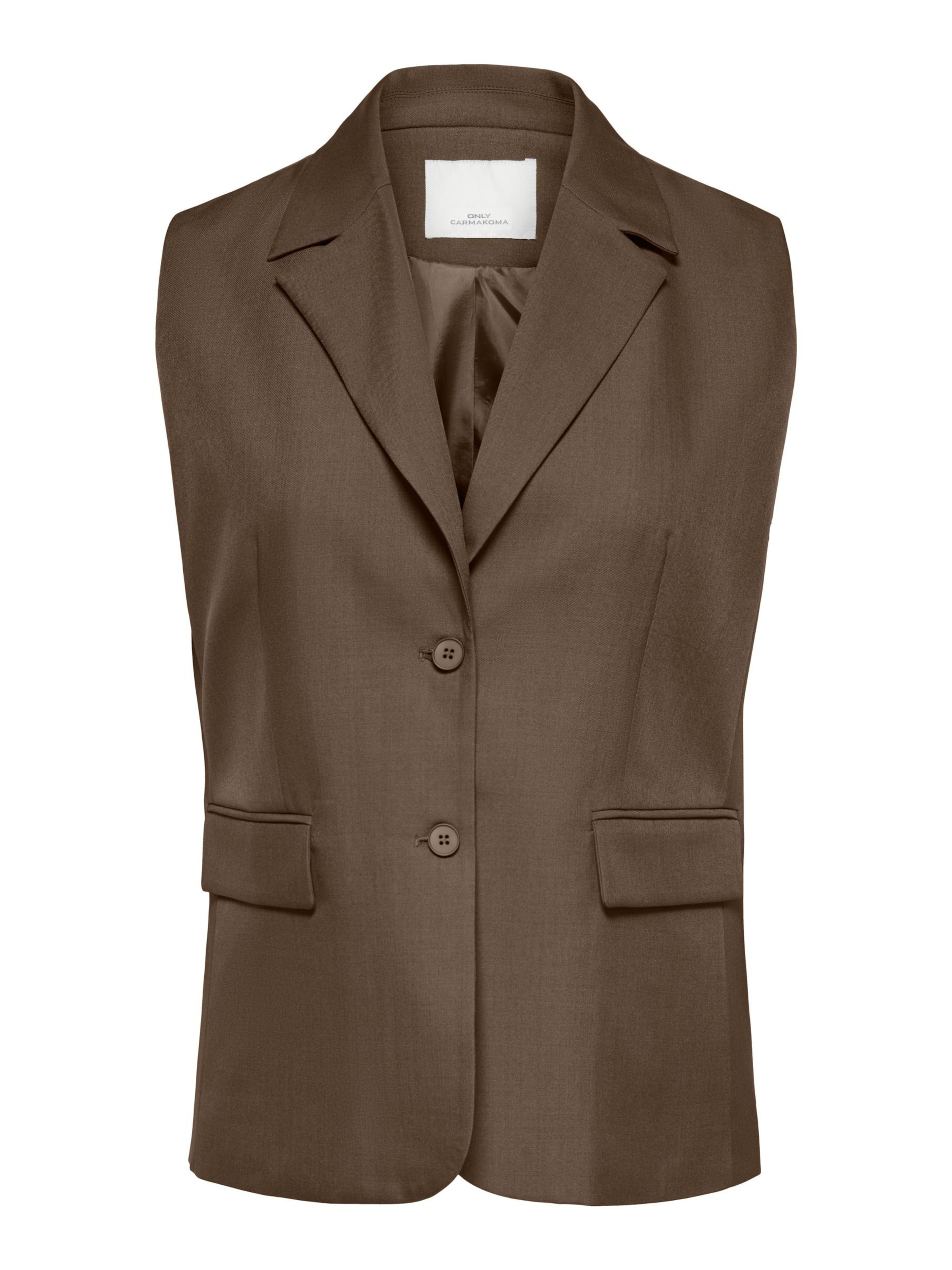 ONLY Carmakoma Gilet 'CARVictoria' in Bruin: voorkant