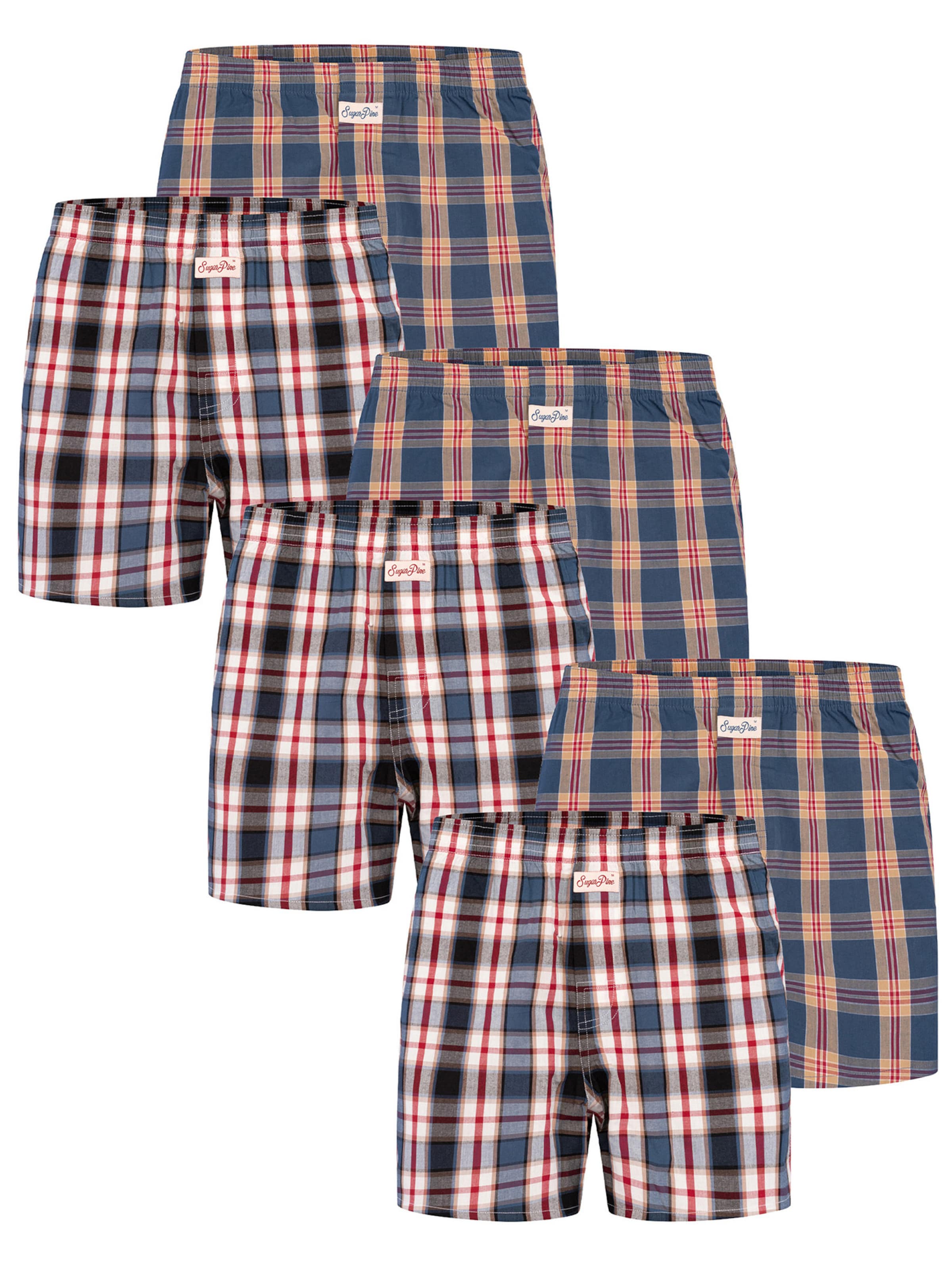 Sugar Pine Boxers ' Mix Karos ' en L en bleu / mélange de couleurs / orange, Vue avec produit