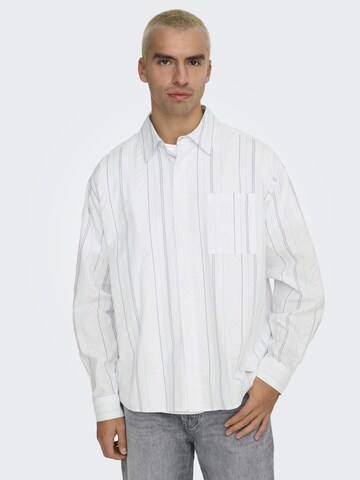 Only & Sons Comfort fit Button Up Shirt 'ONSQuentin' in White