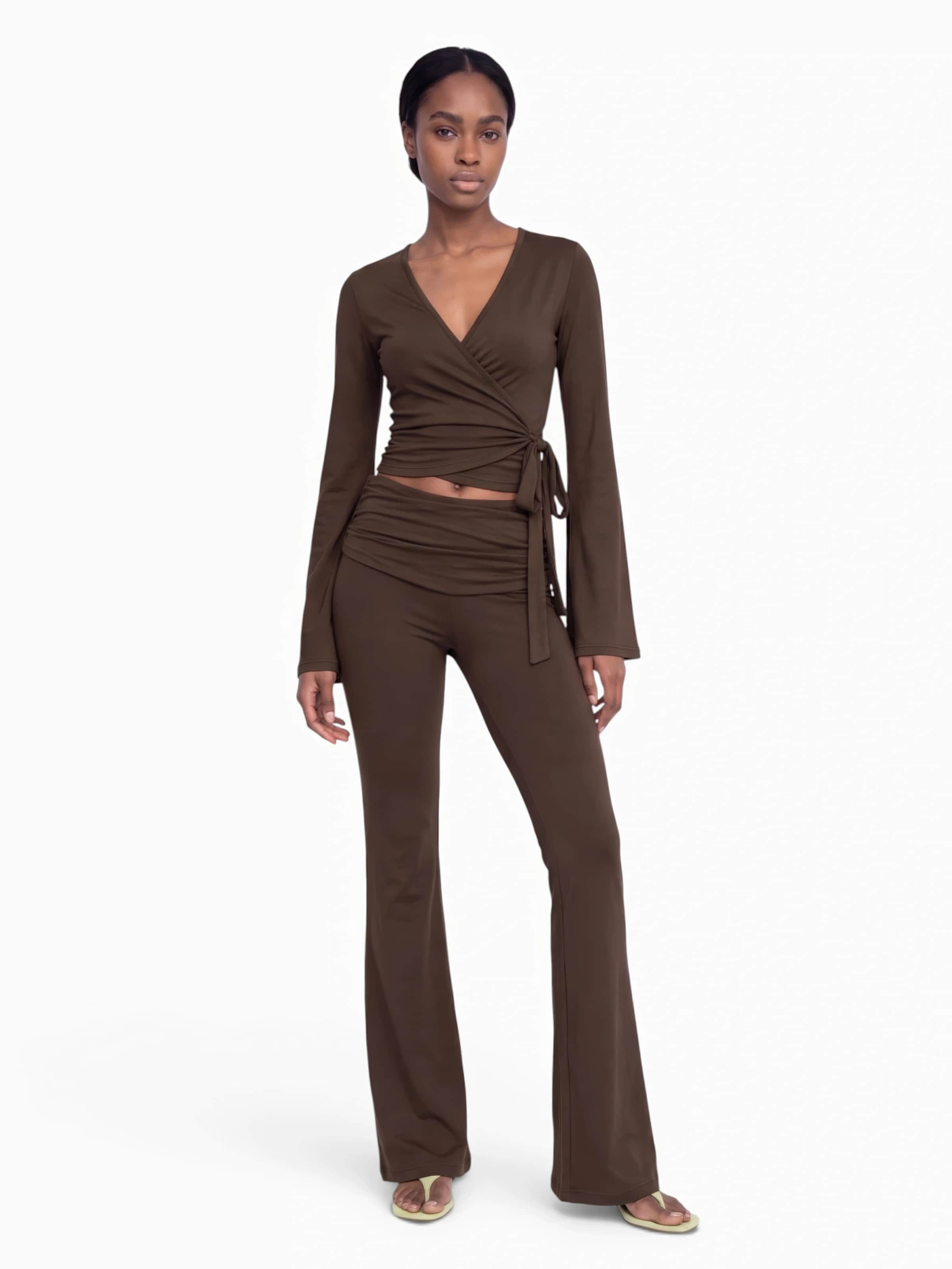 évasé Leggings hzl the label en marron : devant