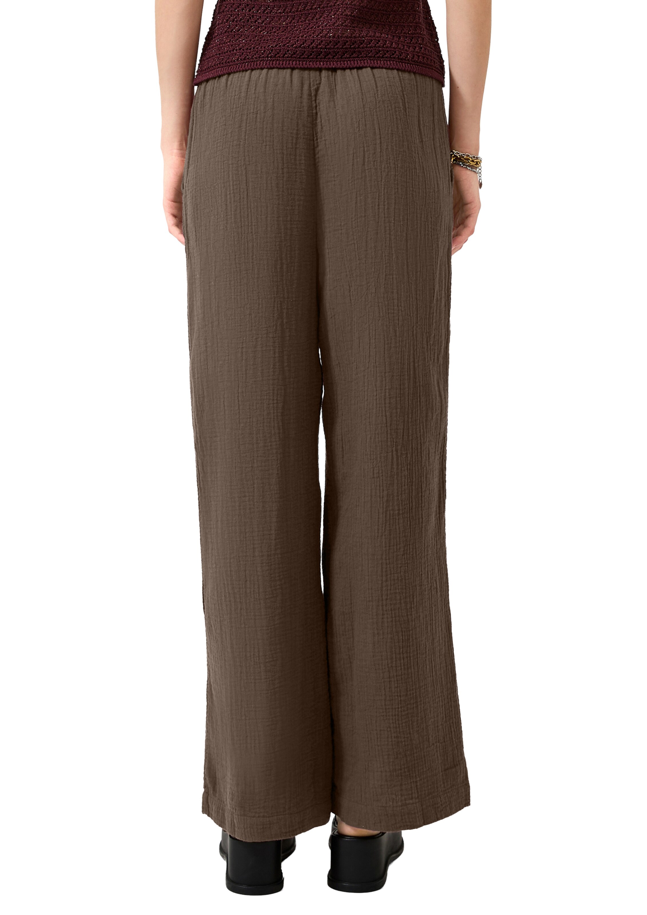 QS Wide leg Broek in Bruin