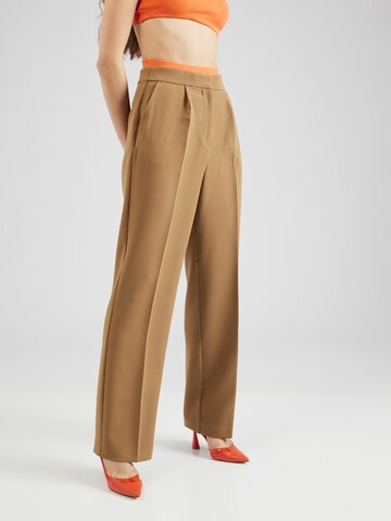 VILA Wide leg Pleat-Front Pants 'JUNE' in Brown: front