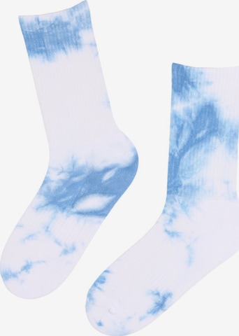 Chaussettes 'TIEDYE cotton socks' Sokisahtel en bleu : devant