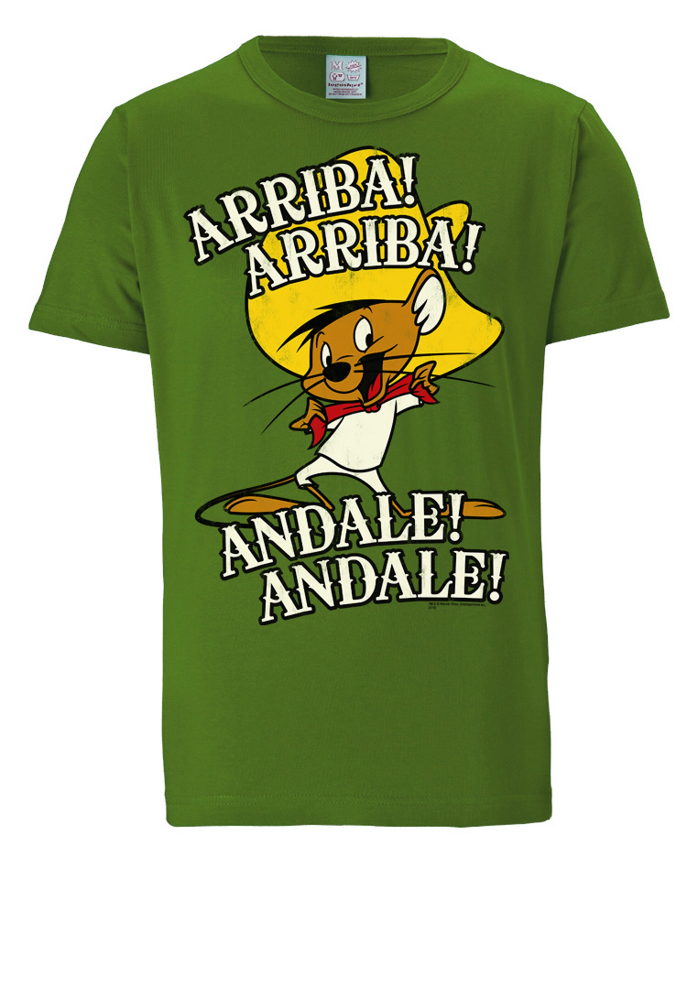 LOGOSHIRT Shirt 'Looney Tunes - Speedy Gonzales' in Groen: voorkant