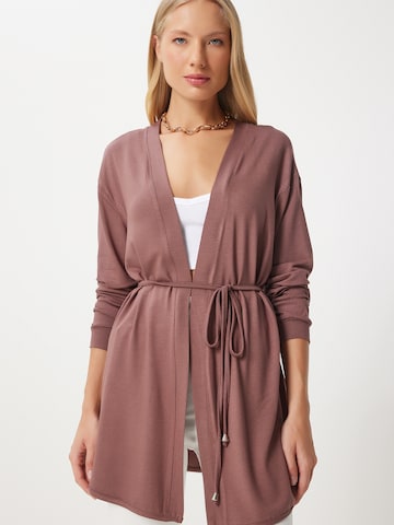 Happiness İstanbul Πλεκτή ζακέτα σε καφέ: μπροστά