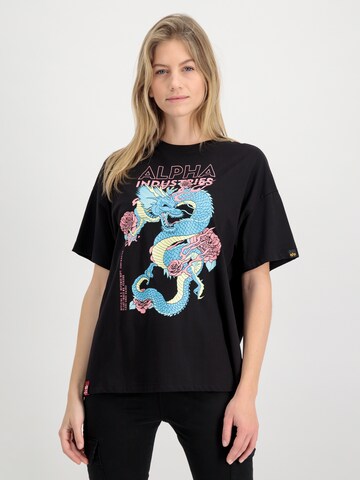 ALPHA INDUSTRIES Shirt 'Dragon' in Black: front