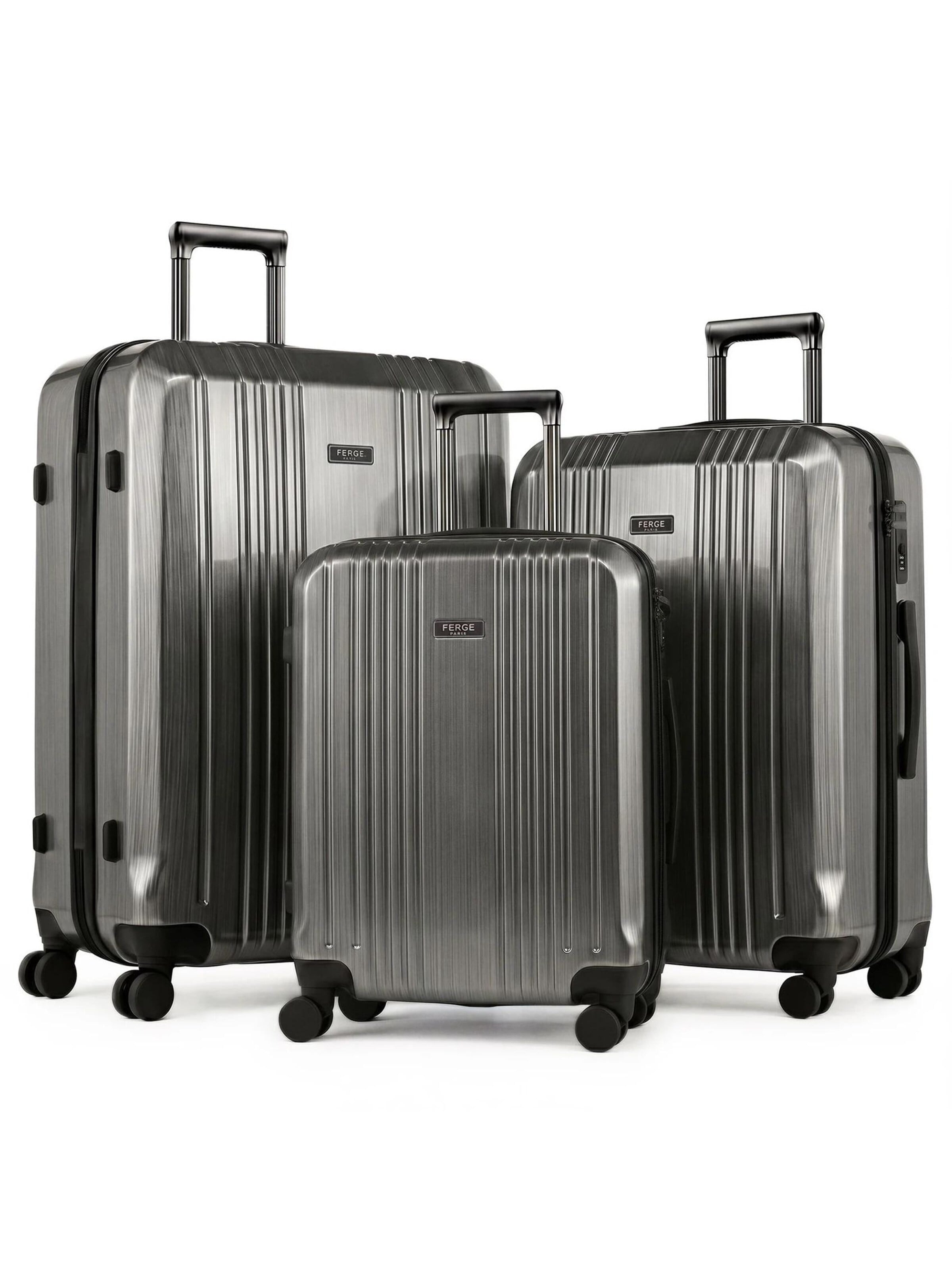 FERGÉ Suitcase Set '3-teilig Hartschale CANNES Trolley Set' in Grey: front