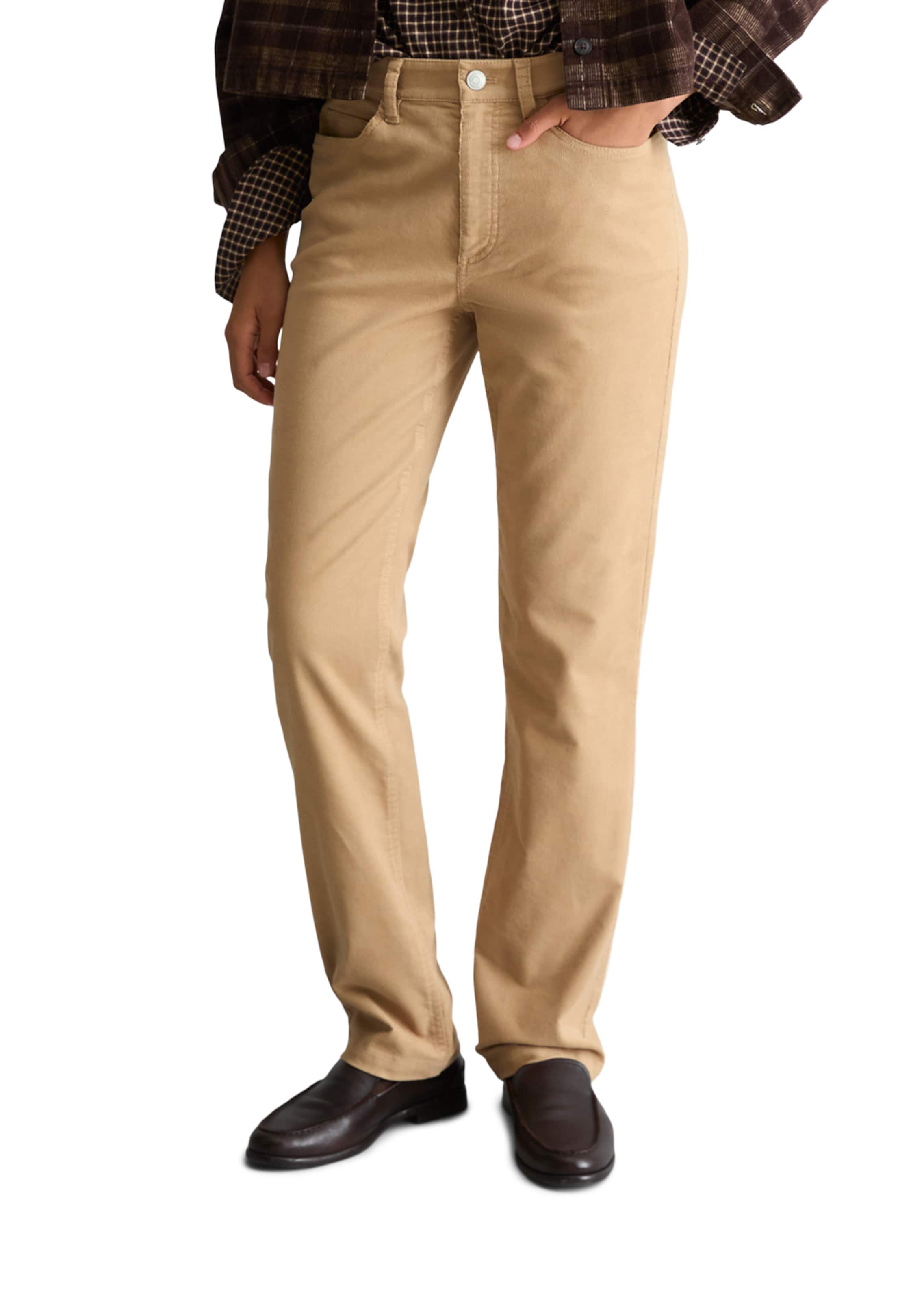 Marc O'Polo DENIM Regular Trousers 'Olina' in Beige: front
