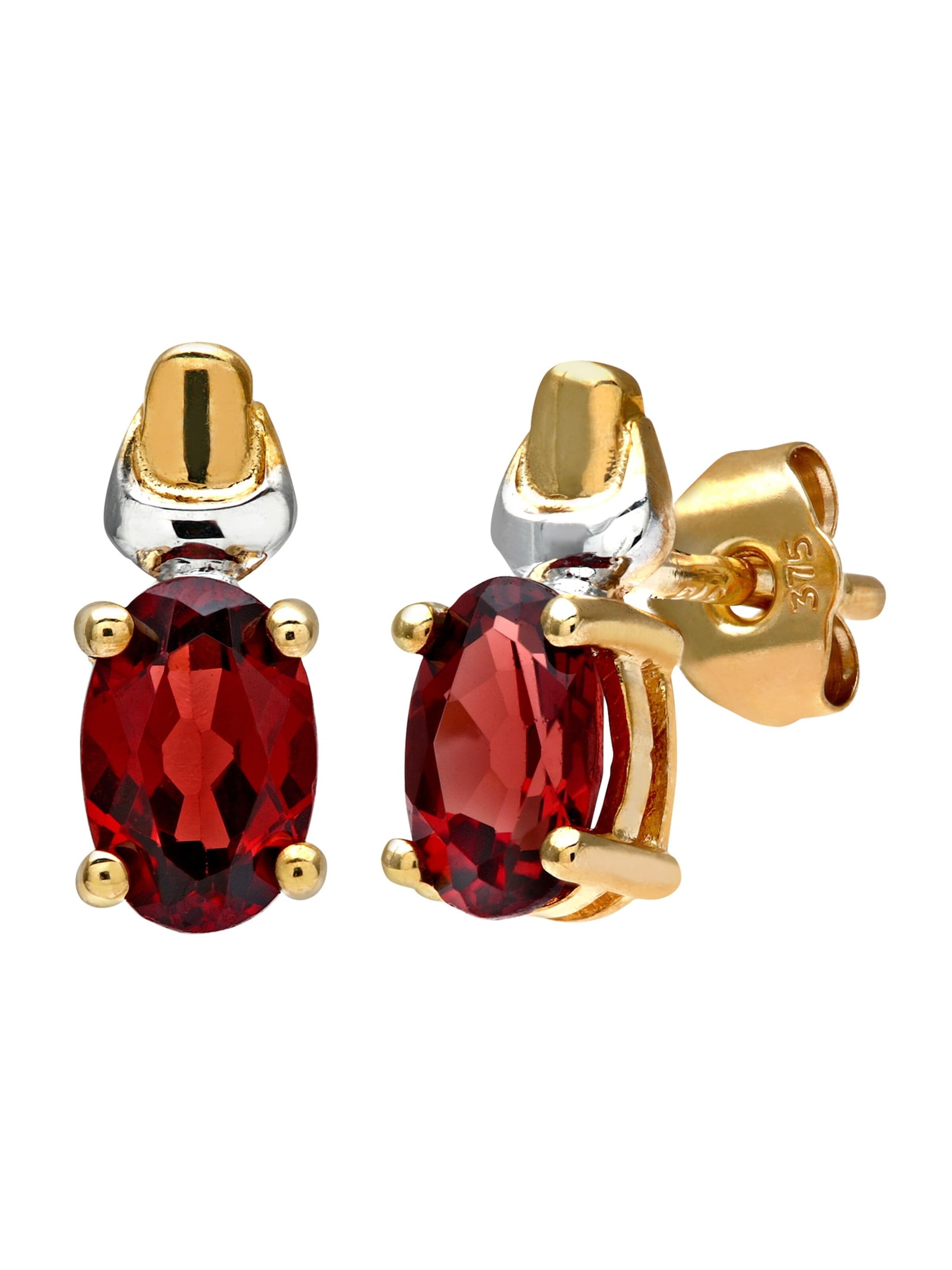 DIAMANT LETERNEL Oorbellen 'Ohrringe aus 375 Gelbgold mit Granat' in Goud: voorkant