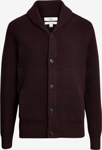 Marks & Spencer Knit Cardigan in Brown: front