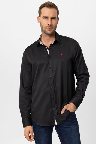DENIM CULTURE Regular fit Button Up Shirt 'Phil' in Black: front