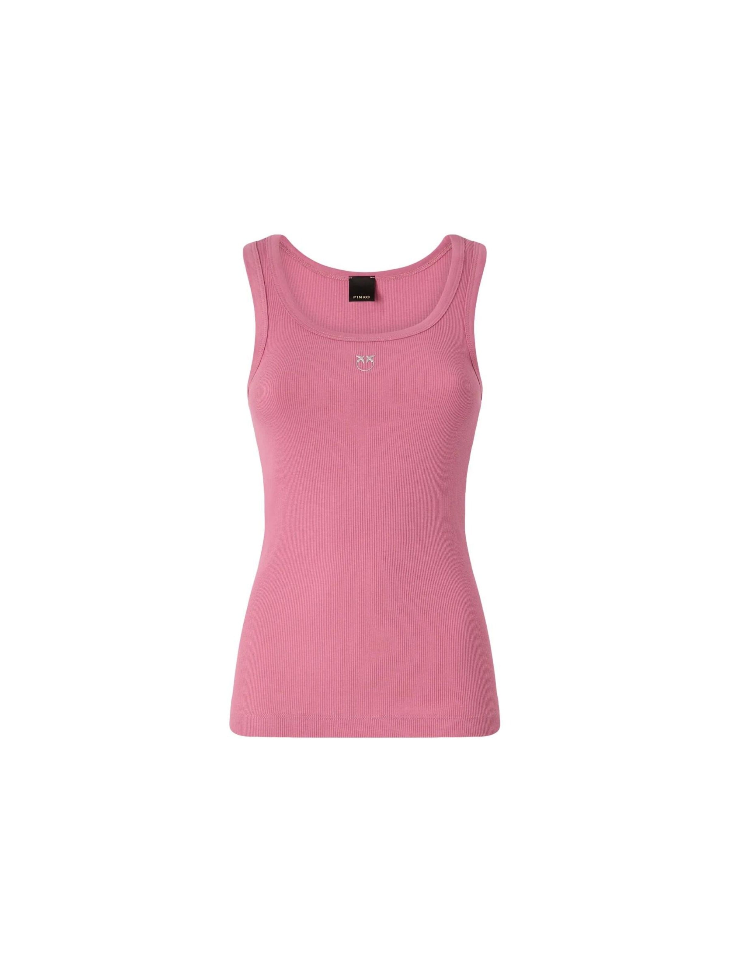 PINKO Topp 'PINKO CALCOLATORE CANOTTIERA COSTINA COTONE LOGO METAL canotta' i rosa: framsida