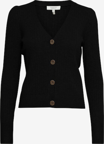 b.young Gebreid vest 'BYNAKTA RIB CARDIGAN 2' in Zwart: voorkant