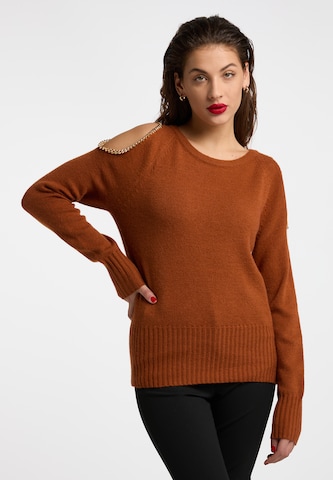 faina - Pullover 'Tuxe' em castanho: frente