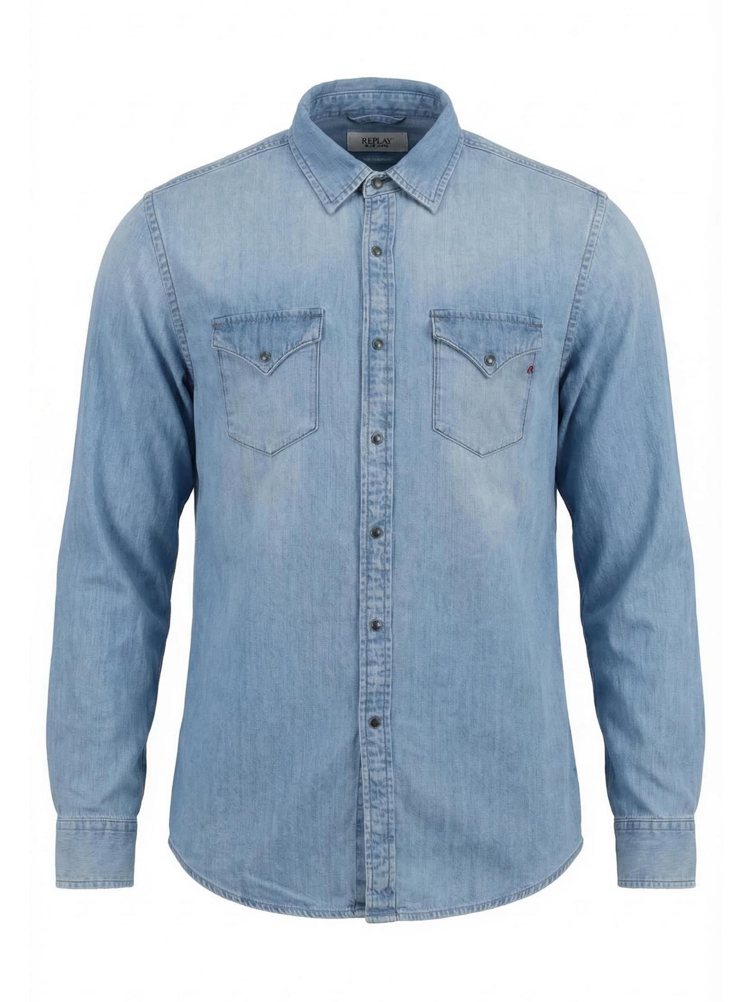 REPLAY - Ajuste confortable Camisa 'REGULAR M4860T.000.26C 12B' en azul: frente