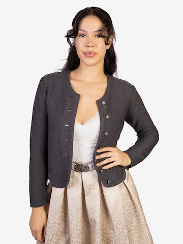 Trachtl Strickjacke 'Anthrazit/Lila/Schwarz Klassik' in Grau: Vorderseite