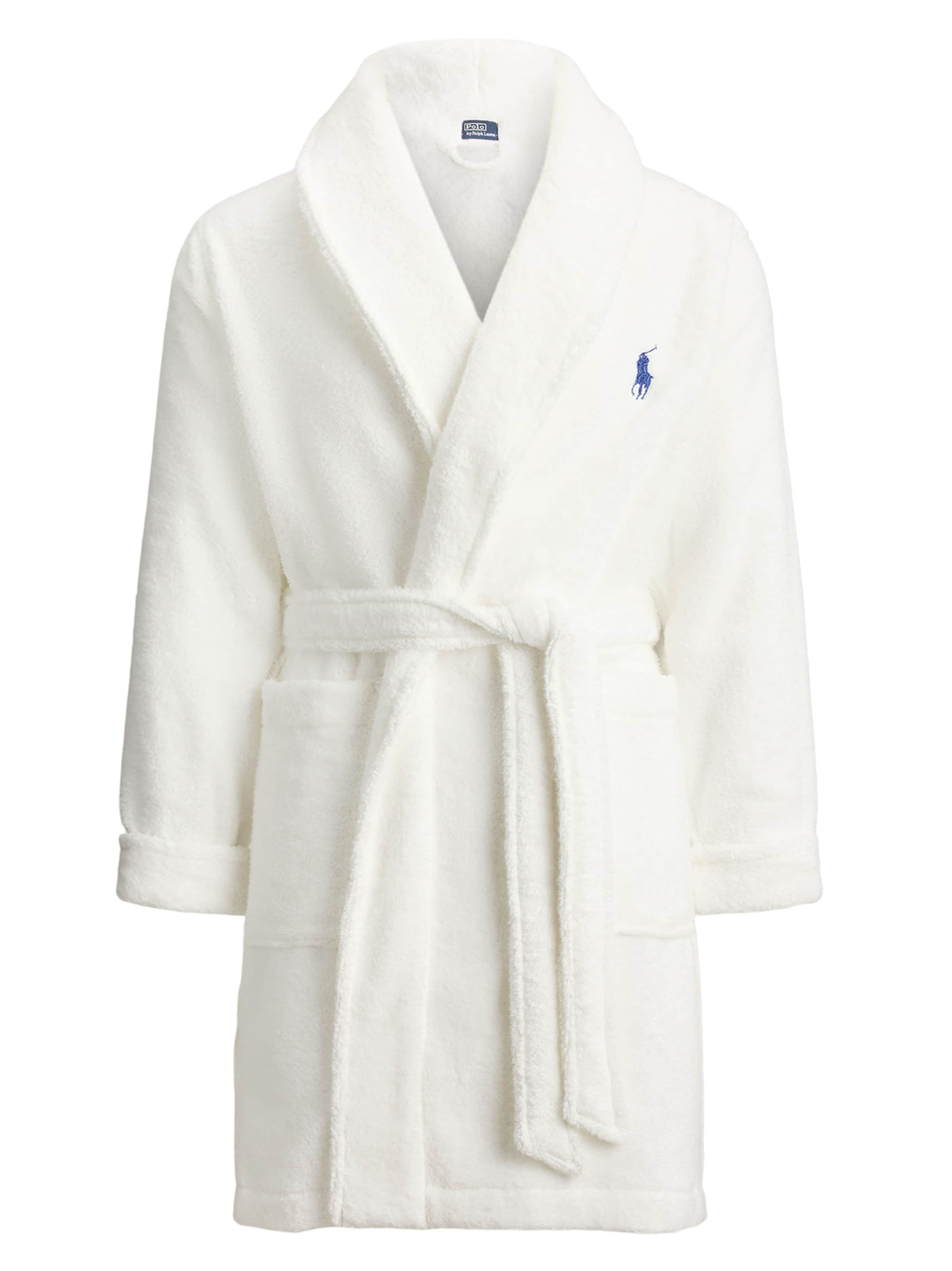 Polo Ralph Lauren Bathrobe short ' Short Bathrobe - Iconic Bear ' in White: front