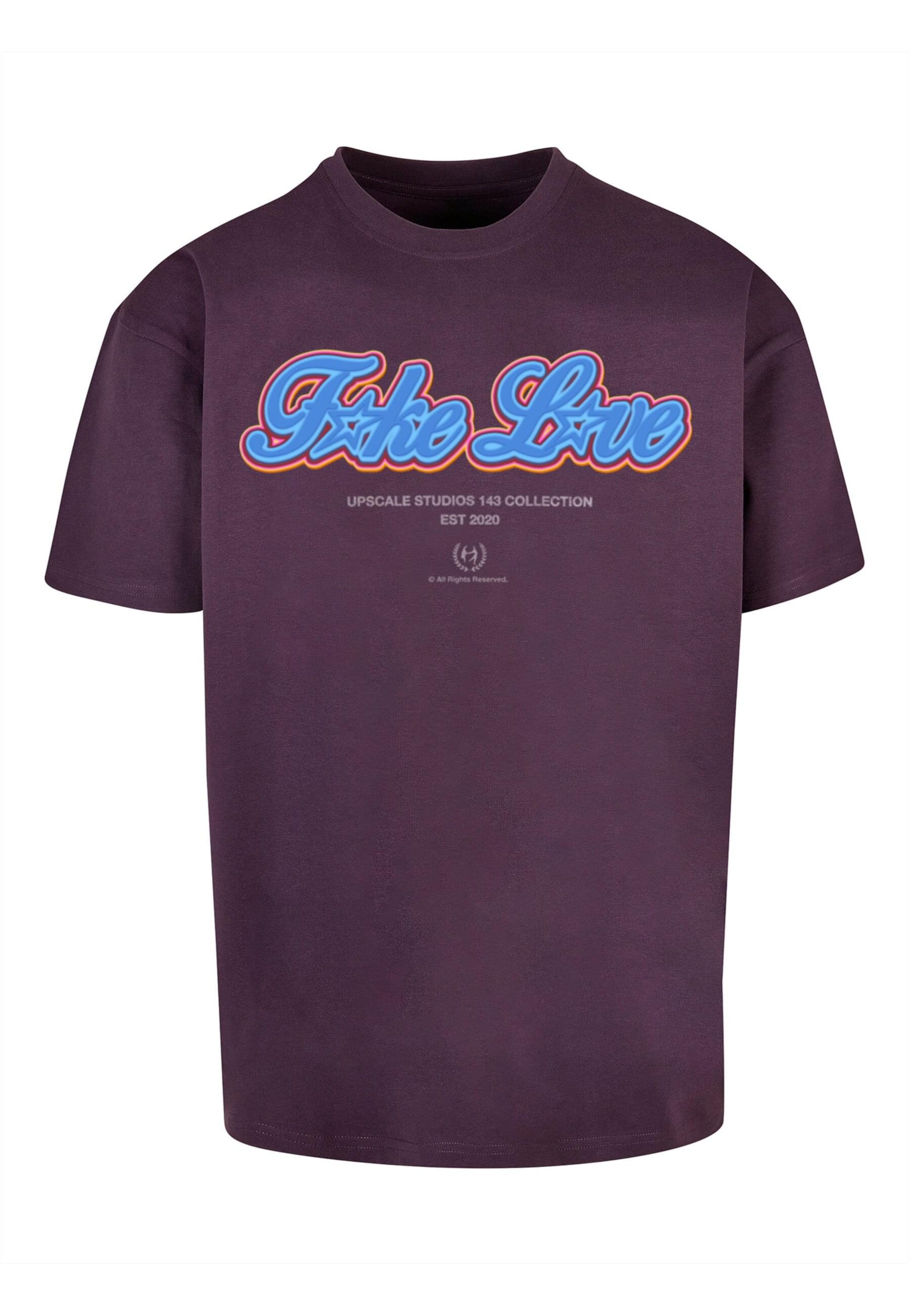 T-Shirt 'F*ke L*ve' MT Upscale en violet : devant