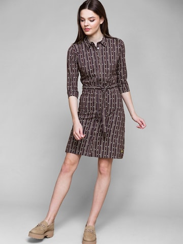 4funkyflavours Shirt Dress 'Gotta Make Up Your Mind' in Brown