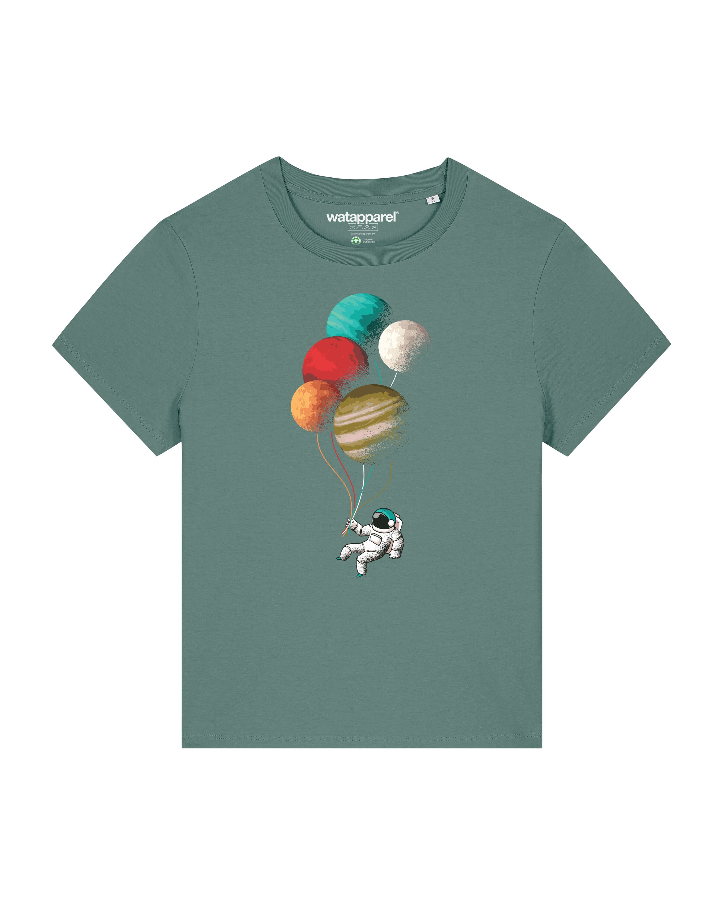Watapparel T-Shirt ' Balloon Spaceman ' in Grün: Vorderseite