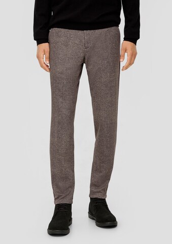 s.Oliver Slim fit Trousers with creases in Brown: front
