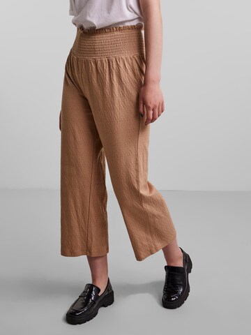PIECES Loose fit Trousers 'LEAFY' in Brown: front
