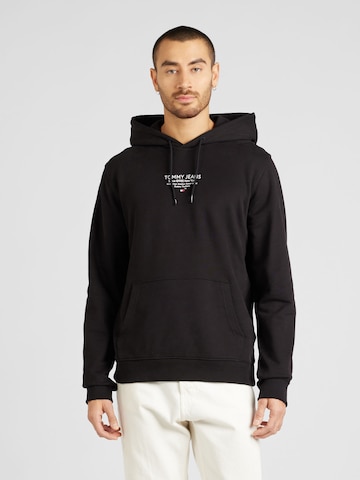 Tommy Jeans Sweatshirt 'ESNTL' in Zwart: voorkant