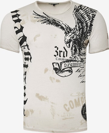 Rusty Neal Shirt 'American Eagle' in Beige: front