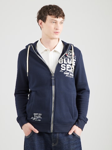 CAMP DAVID - Sudadera con cremallera en azul: frente