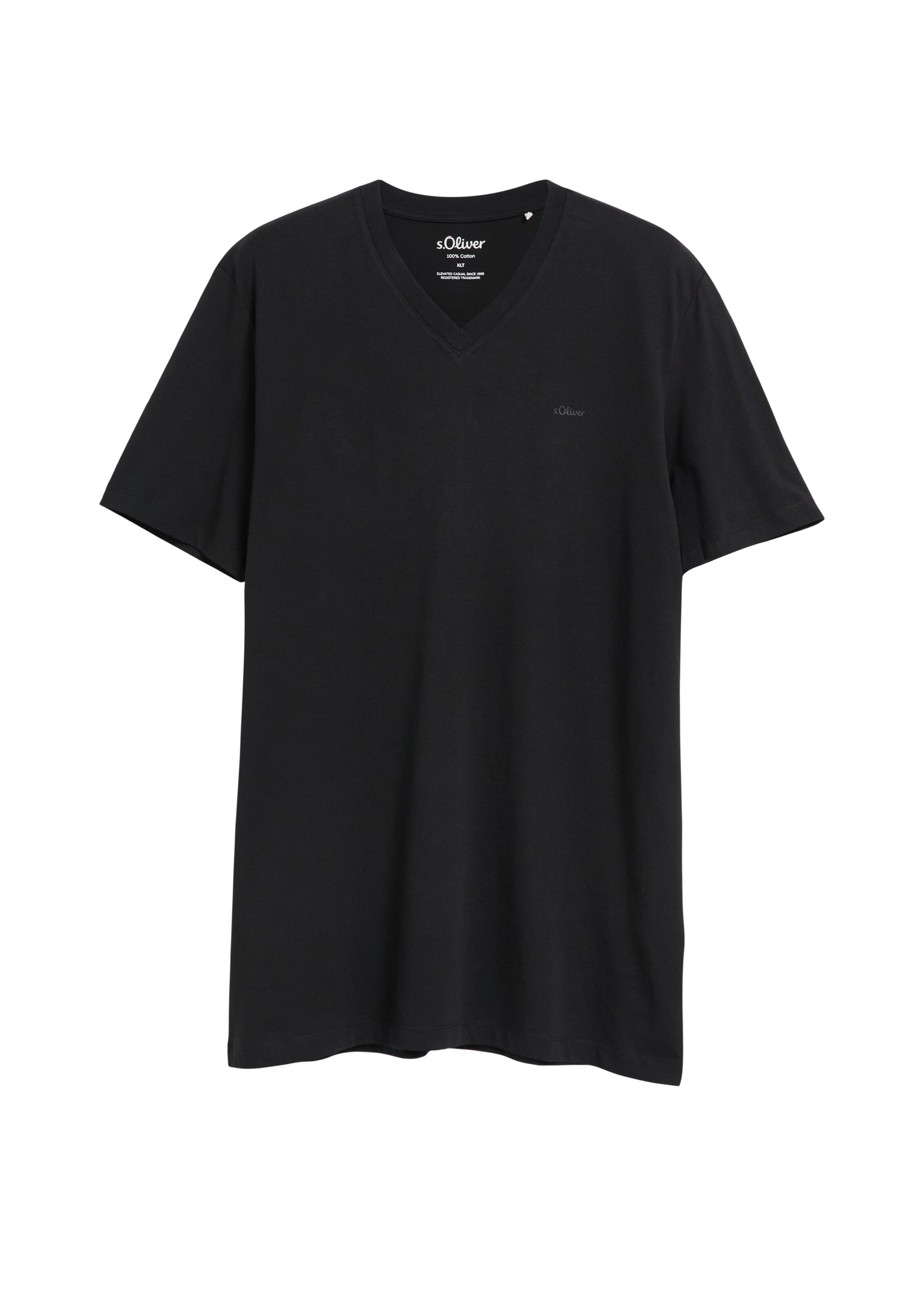 s.Oliver Men Tall Sizes T-Shirt in Schwarz: Vorderseite