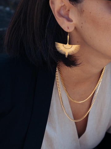 Les Reines Oorbellen 'The Peafowl' in Goud