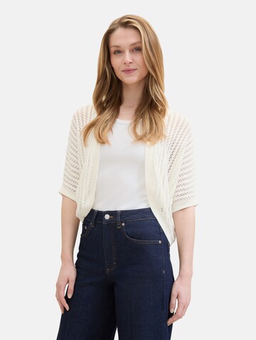 TOM TAILOR Knit Cardigan in White: front